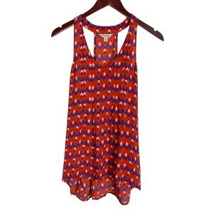 Lucky Brand Red Geo Printed Patterned Tank Size Small